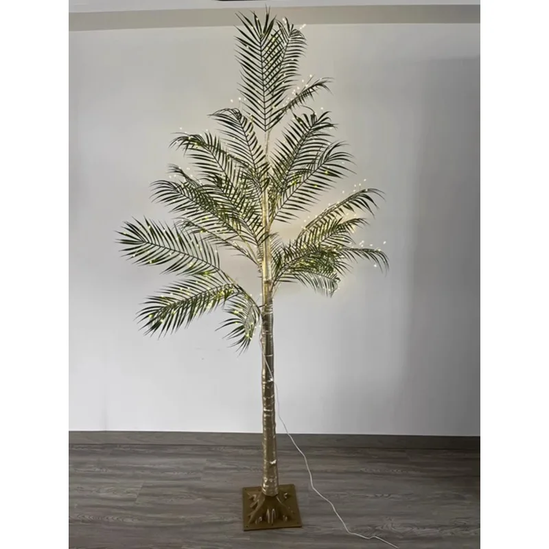 window cafe restaurant decoration ornament Palm tree lamp courtyard simulation summer atmosphere festival party luminous tree