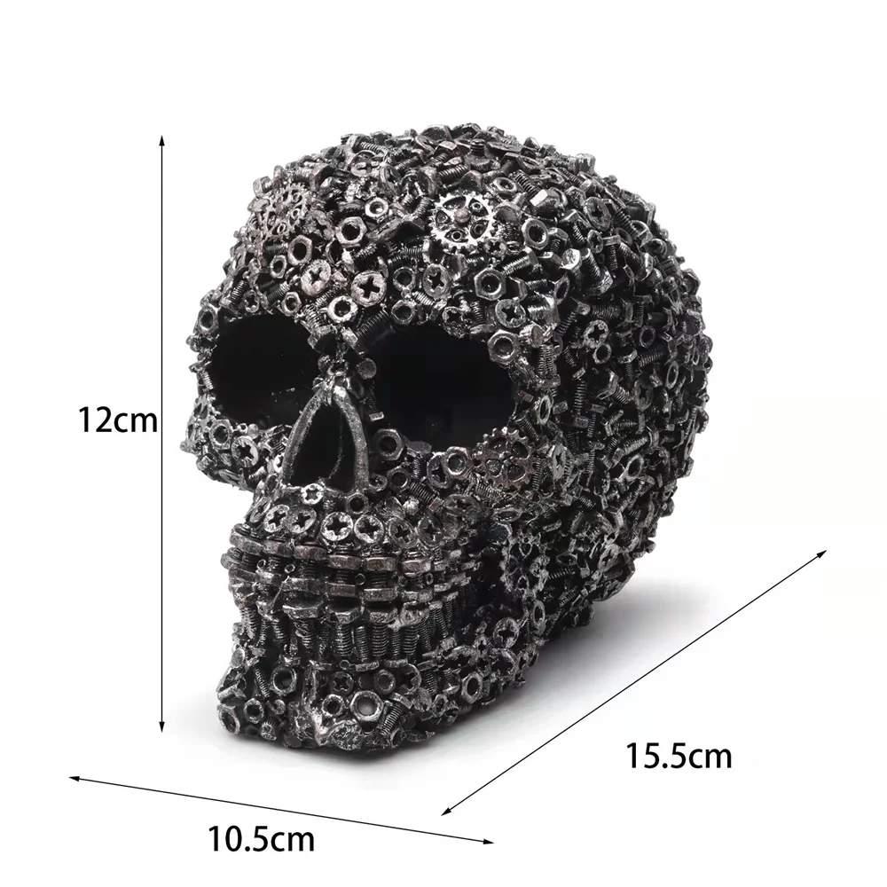 Spoof Props Durable Fine Workmanship Human Skull Model Hand Carved Skull Ornament Home Decor Crafts Vintage Face Decoration