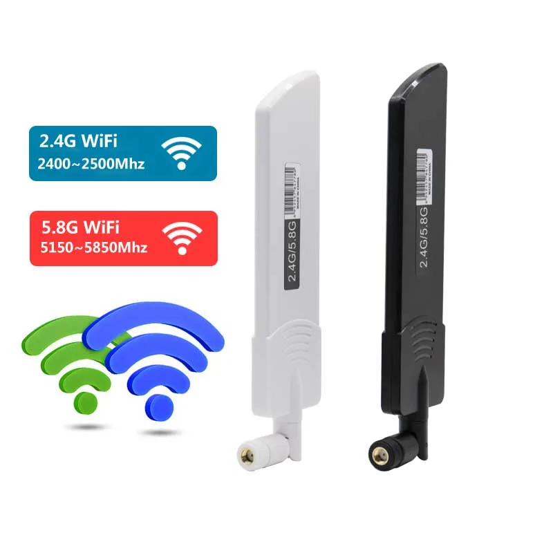 1pcs TS9 SMA RPSMA 2.4G 5G 5.8G Dual Band External Omni WiFi Antenna 18dbi Router Antenna For Signal Boost