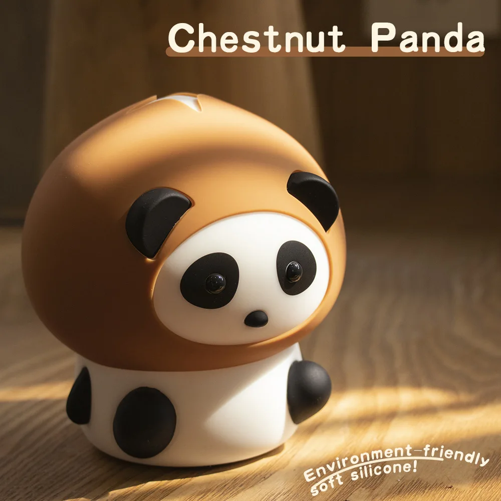 Kawaii Creative Chestnut Panda Night Light Cute Bedroom Silicone Usb Charging Sleep Bedside Light Birthday Gift For Children