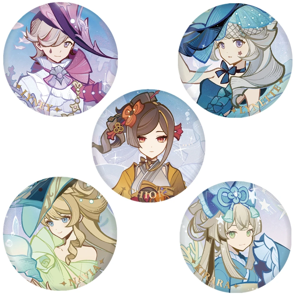 

58 мм игра Genshin Impact Chiori Kirara Navia Lynette Lyney косплей костюм значок булавка SPTE жесть брошь реквизит