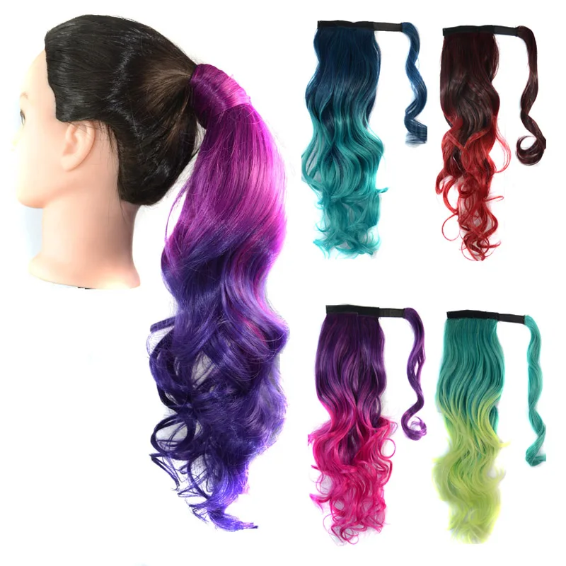 

Synthetic Curly Ponytail Extension Heat Resistant Wavy Hairpiece Wrap Around Pony Tail Hair Extensions for White Black Women