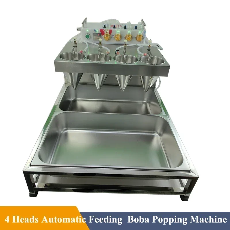 

110/220V Bubble Tea Equipment Four Heads Automatic Feed Popping Boba Making Machine Boba Popping Boba Molding Machine