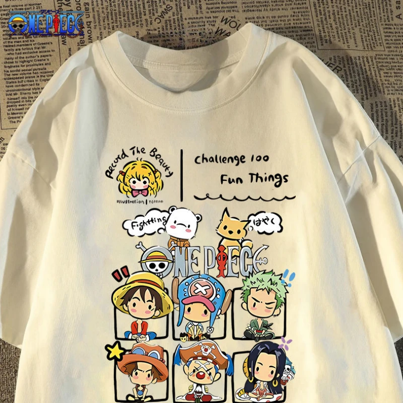 

One Piece Luffy Zoro Chopper Creative Cartoon Q Edition Print for Men and Women Summer Cotton High Looks Versatile Short Sleeves