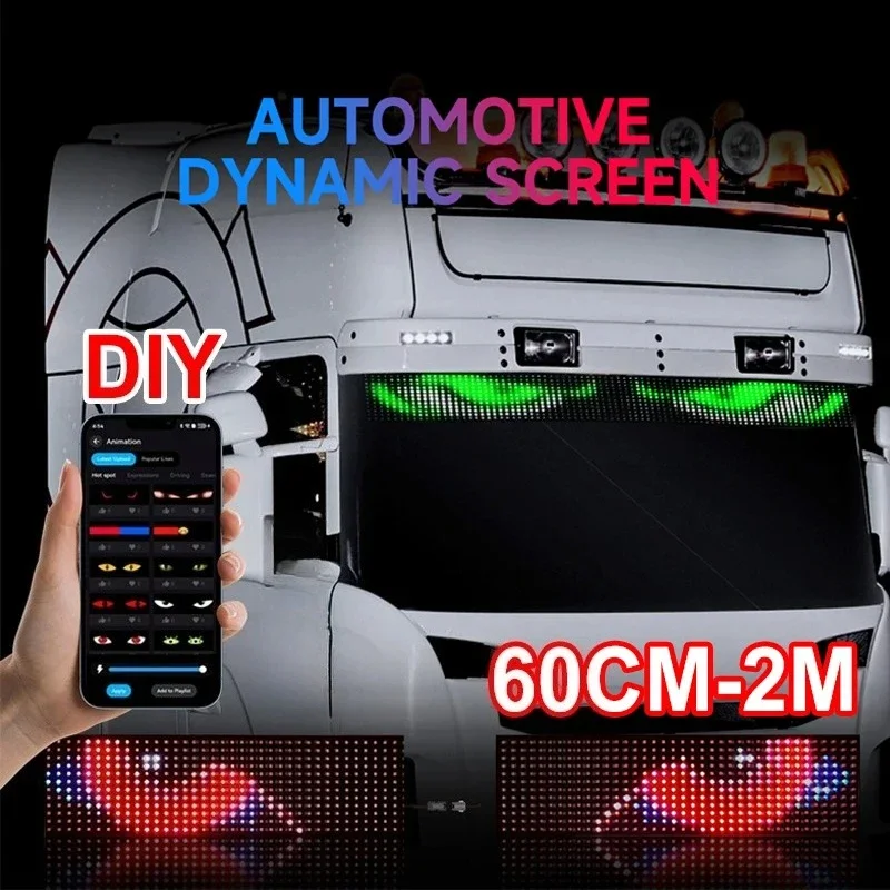 

LED Car Truck Devil Eye Light APP Remote Control Custom Text Animation Pattern Screen Windshield Decor Lighting Display Board