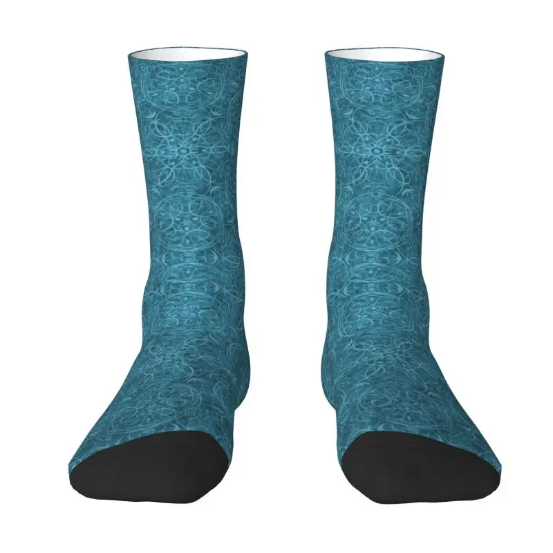 

Moroccan Mandala Textured Pattern Dress Socks Men Women Warm Fashion Boho Floral Pattern Crew Socks