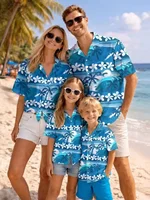 Summer Men's Family Wear Beach Hawaiian Shirt Tropical Summer Style Sandcastle Palm Tree Print Shirt Vacation Gift Child T-Shirt 4