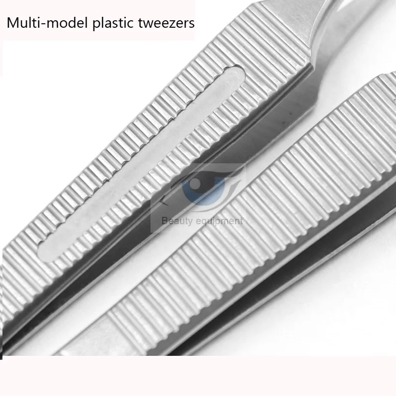 Stainless steel beauty plastic shaping fine tweezers plastic shaping tweezers seam tweezers fat tweezers tooth horizontal stripe