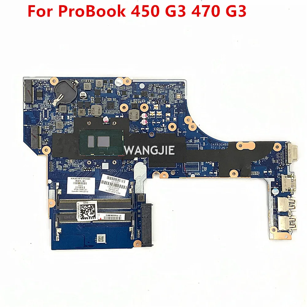 X63C 855672-601 855672-001 855672-501 For HP ProBook 450 G3 470 G3 Laptop Motherboard I5-6200U CPU DAX63CMB6C0 DAX63CMB6D1