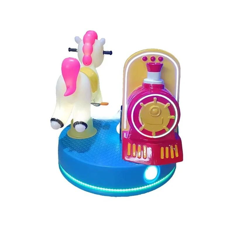 

Amusement park coin-operated carousel & electric train double small carousel & rocking horse music