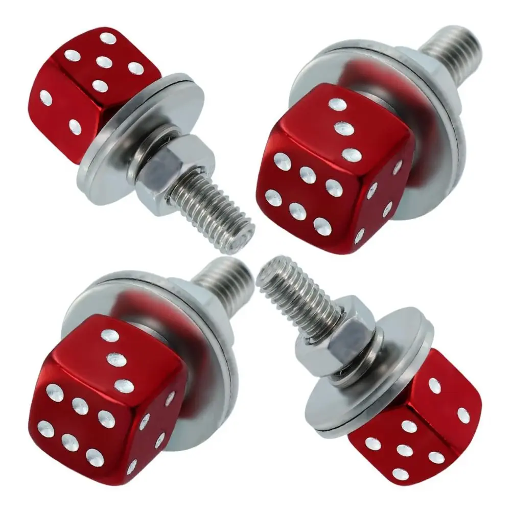 4Pcs New Dice License Plate Screws Anti Loosening Rust Resistant Plate Holder Bolts Dice Screws Vehicle Accessories