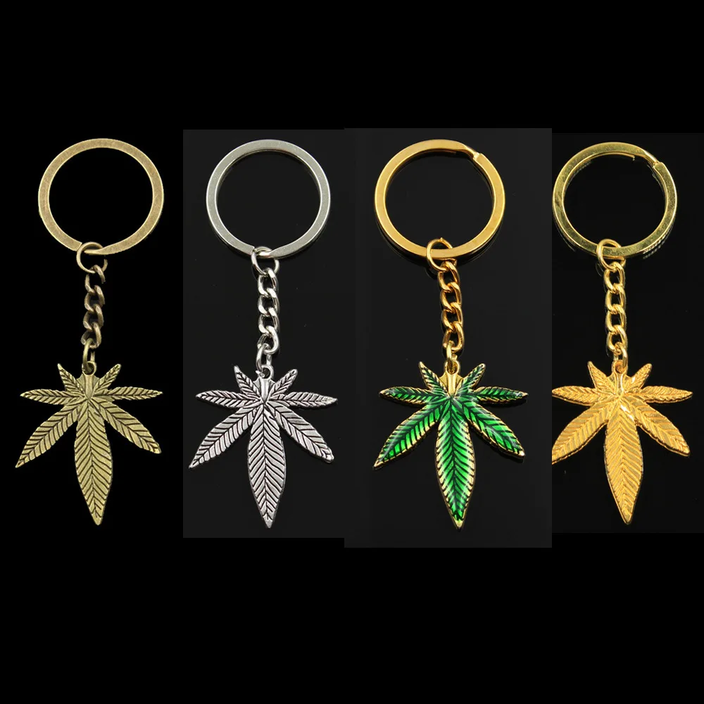 Vintage Green Maple Keychain for Women Men Leaves Shape Car Keyring Bag Pendant Gift Accessories