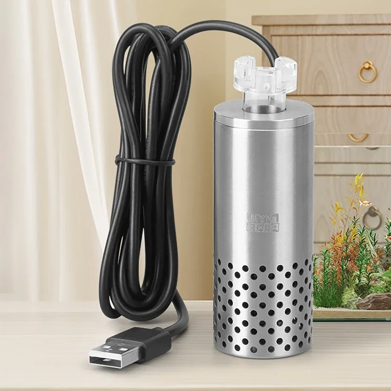 Planted Aquarium Electric Oil Removal Film Fish Tank Stainless Steel USB Filter Self-priming Floating Head Oil Film Processor view 3