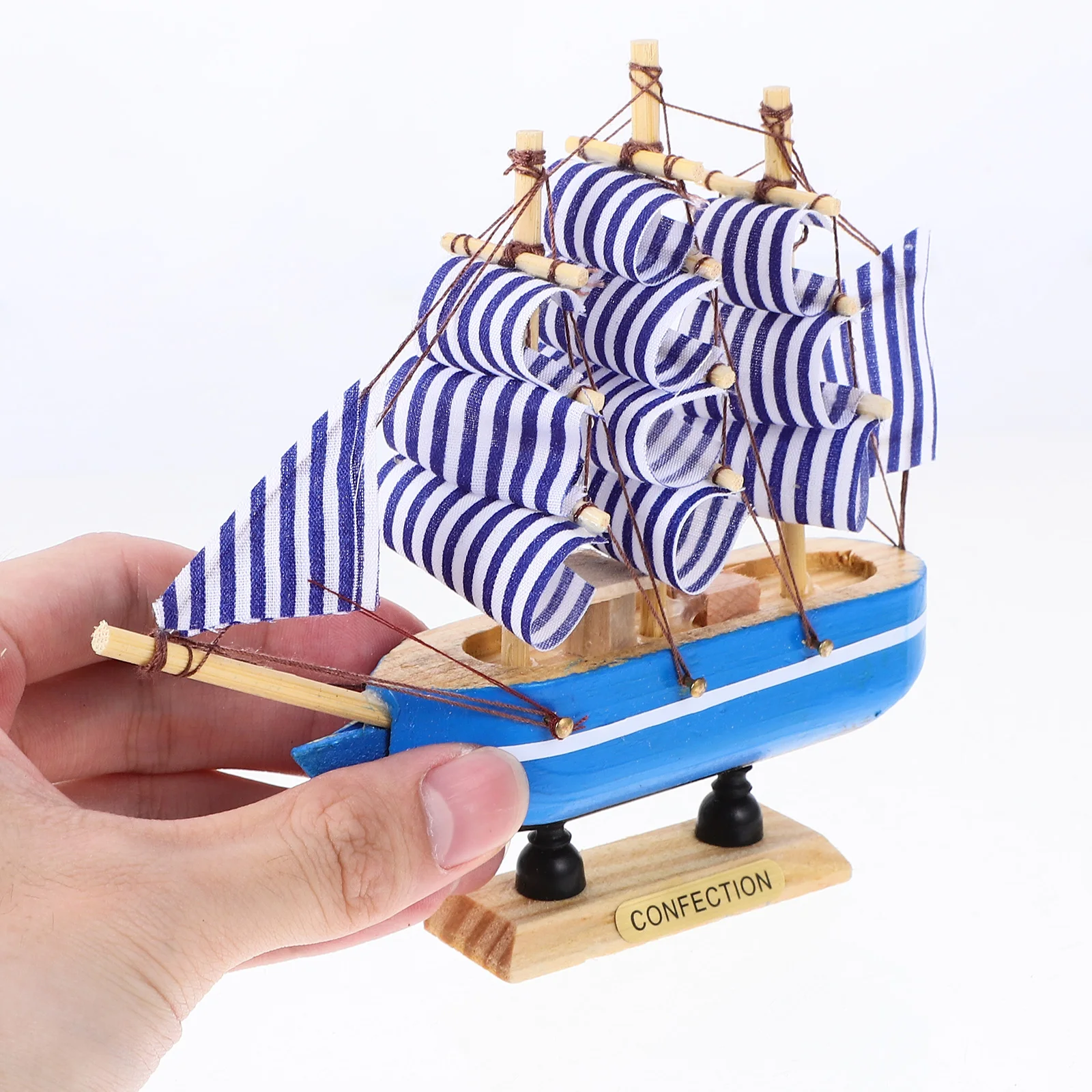 

Sailing Cake Decoration Beach Coastal Accessories Ornaments Wood Sailboat Craft Top Hat