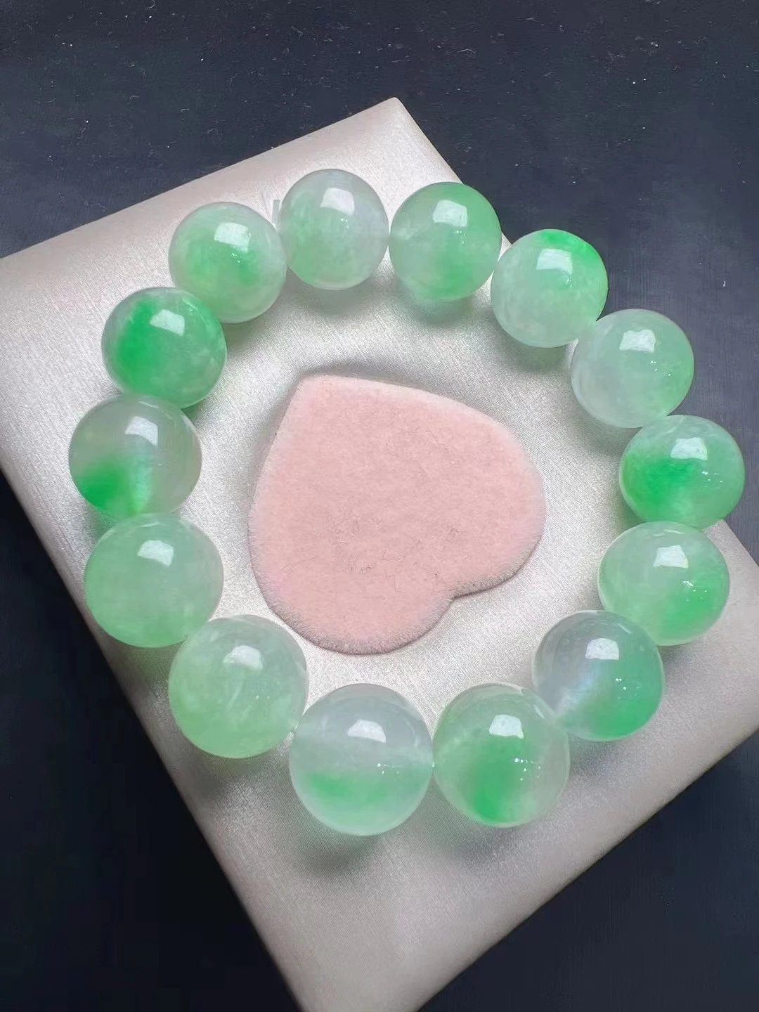 

High Quality Jadeite Round-Beads Natural Evenly Perfect No Cracks Ice Fluttering Green Flower Bangle Handring DIY Jewelry