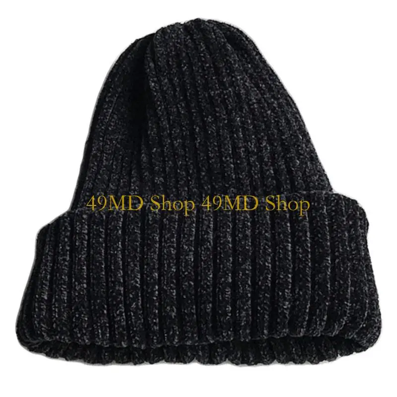 49MD Women Chenille Winter Hat Retro Beanie Cap Rib Knit Fisherman Skullcap