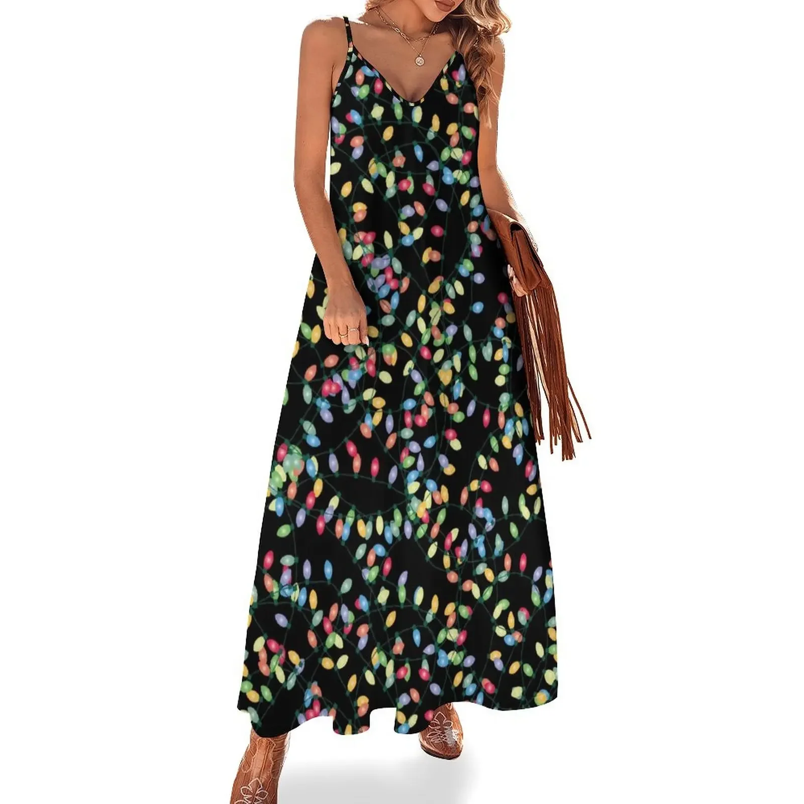 

Tangled Christmas Lights Sleeveless Dress Dance dresses luxury evening dress woman for wedding wedding guest dress 2025