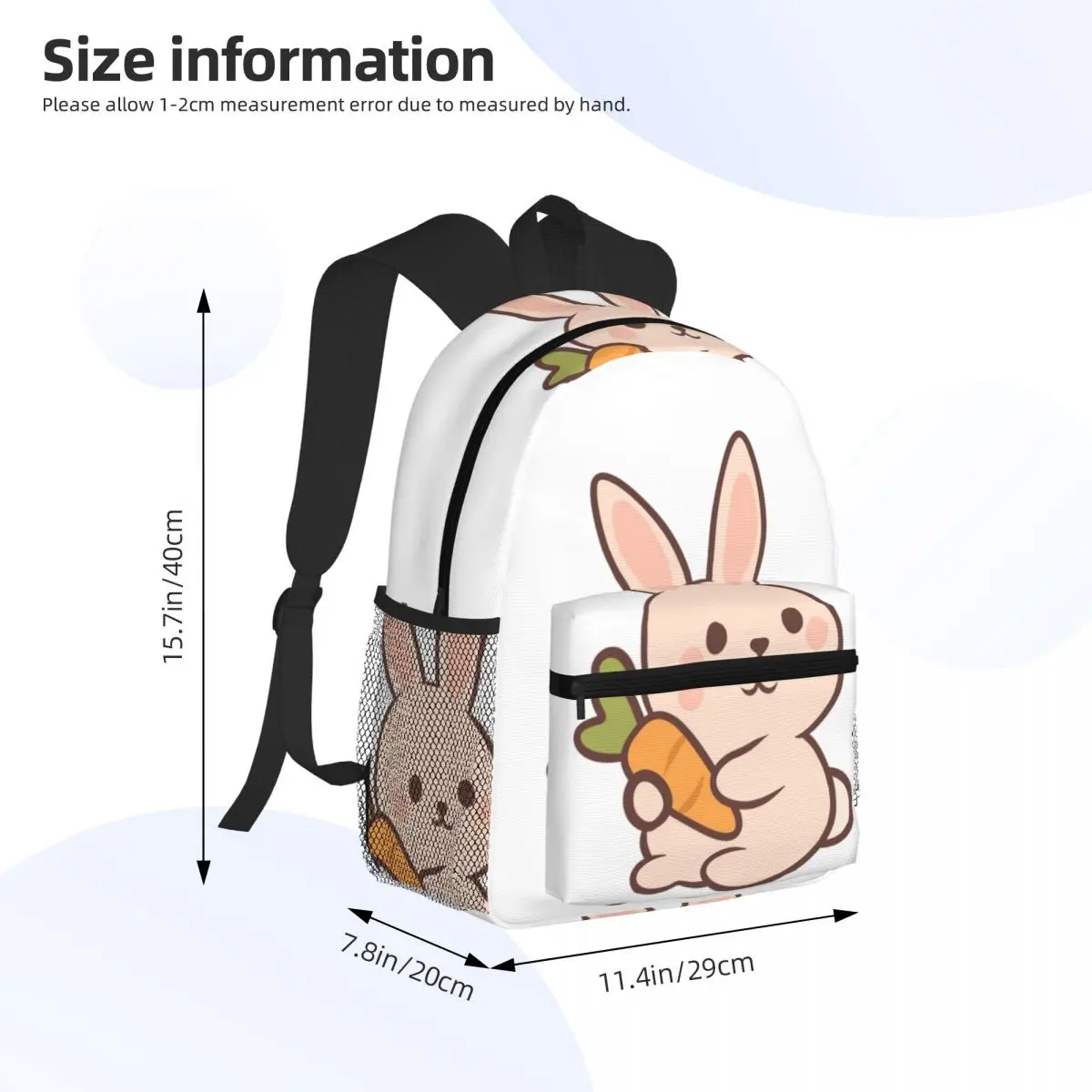 Cute Bunny Pawfect Pair Cute Matching Set Backpack School Bag Hiking Travel Daypack for Men Women Fashion Bookbag Shoulder Bags