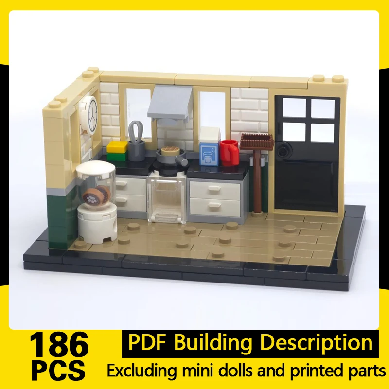 City Street View Model MOC Building Bricks Small House Kitchen Modular Technology Gifts Holiday Assemble Children Toys Suit