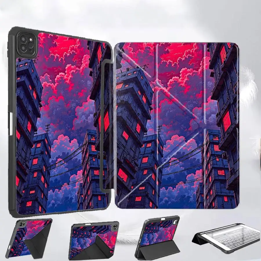 

Holder Cover Tablet Case For iPad Pro 11th 10th 9th 8th 7th 12.9inch Air 4 5 M3 M2 M4 11inch Pro 2025 Mini 6 7 City Sky Art