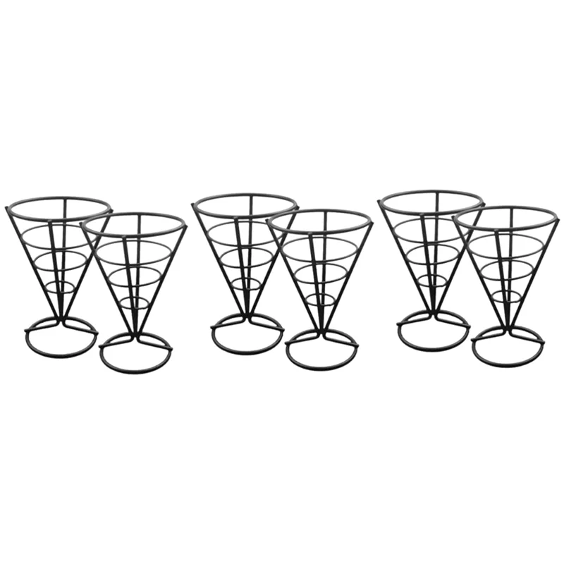 

6 Pcs Wire Metal Food Racks Cone Fried Basket Serving Chips Stand Display Stands Chicken Holder