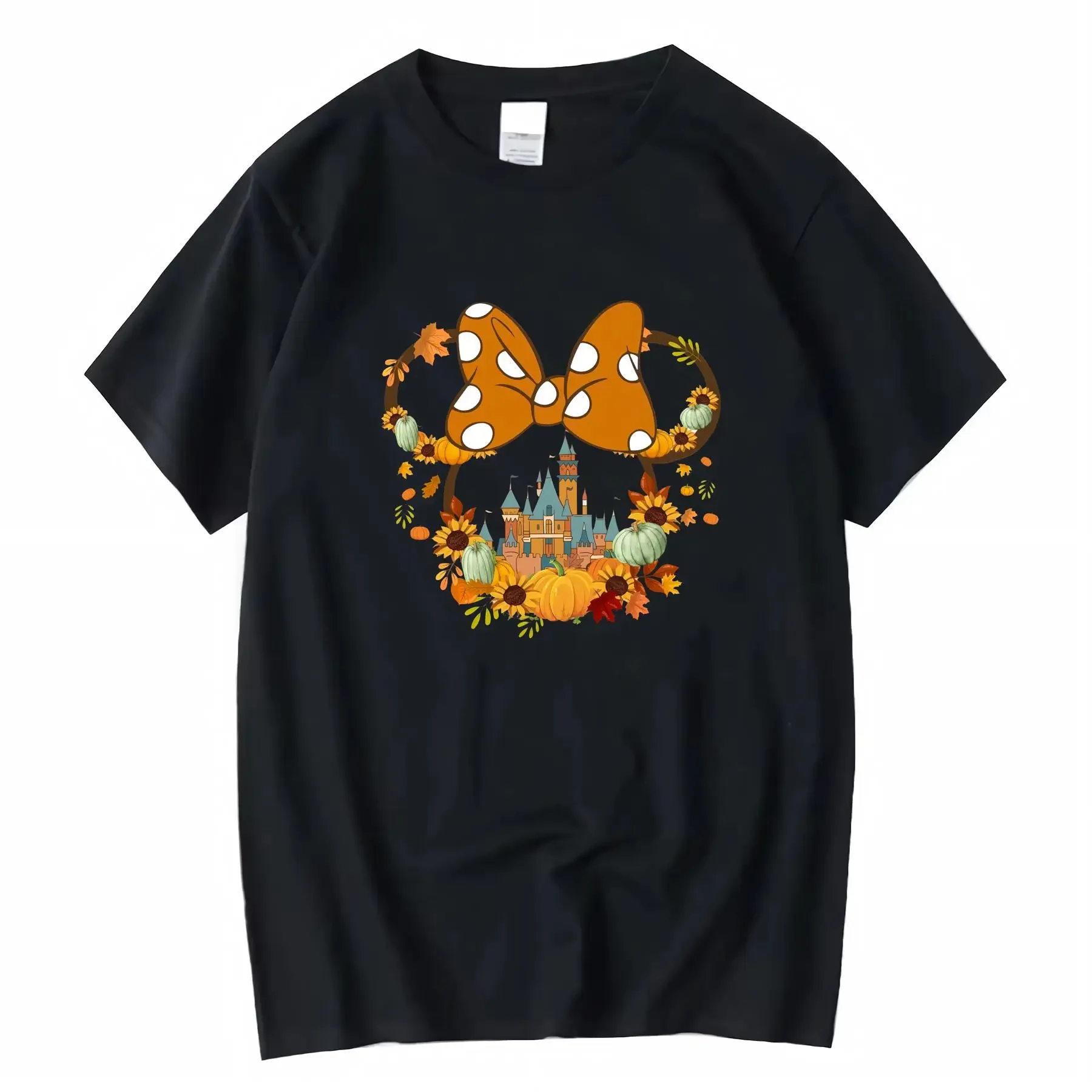 

Футболка с круглым вырезом Disney на День Благодарения с Микки Уши и Минни для всех сезонов, винтажная растянутая графика, слегка