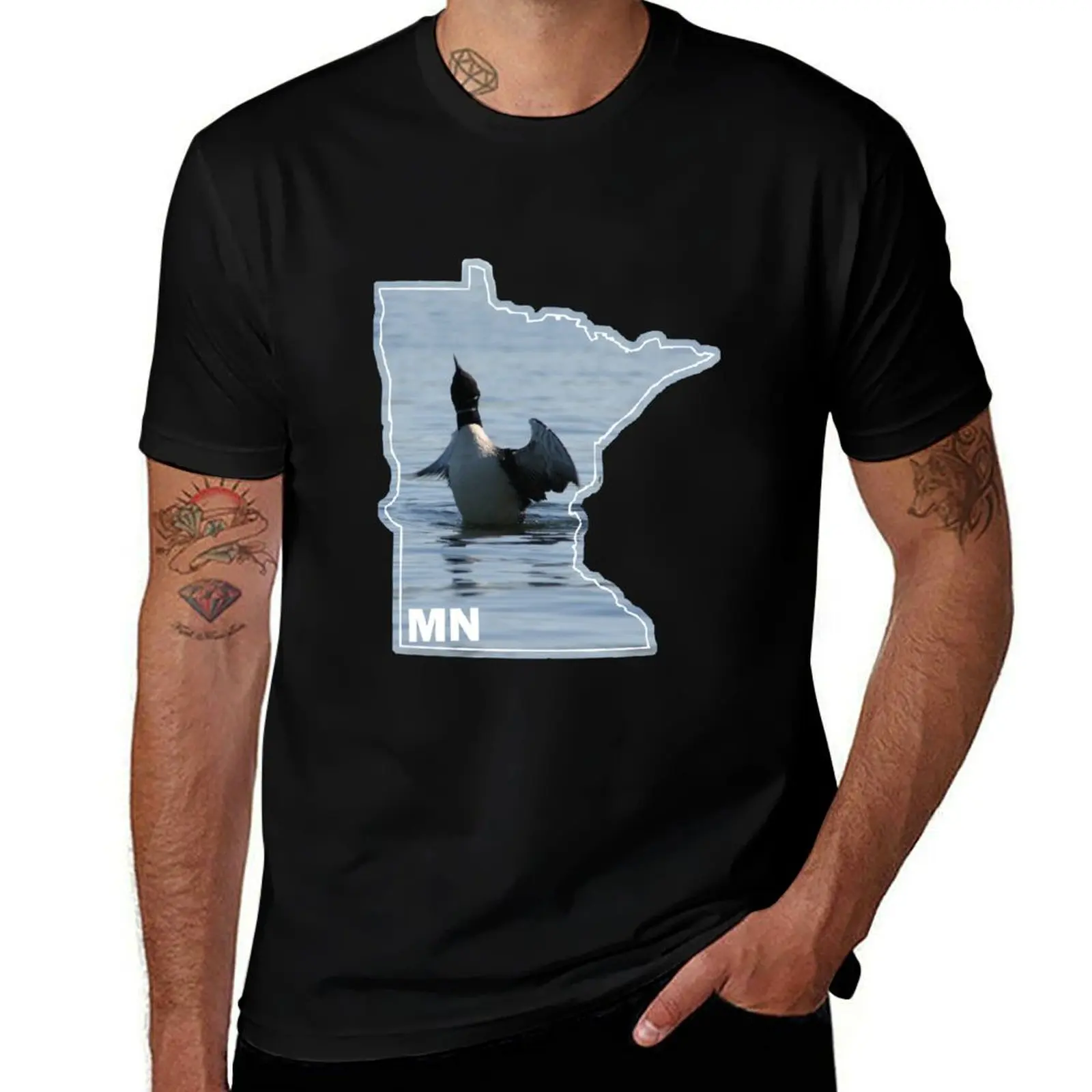 Minnesota Loon on a lake T-Shirt Plus Size Non-Shrink T-Shirt
