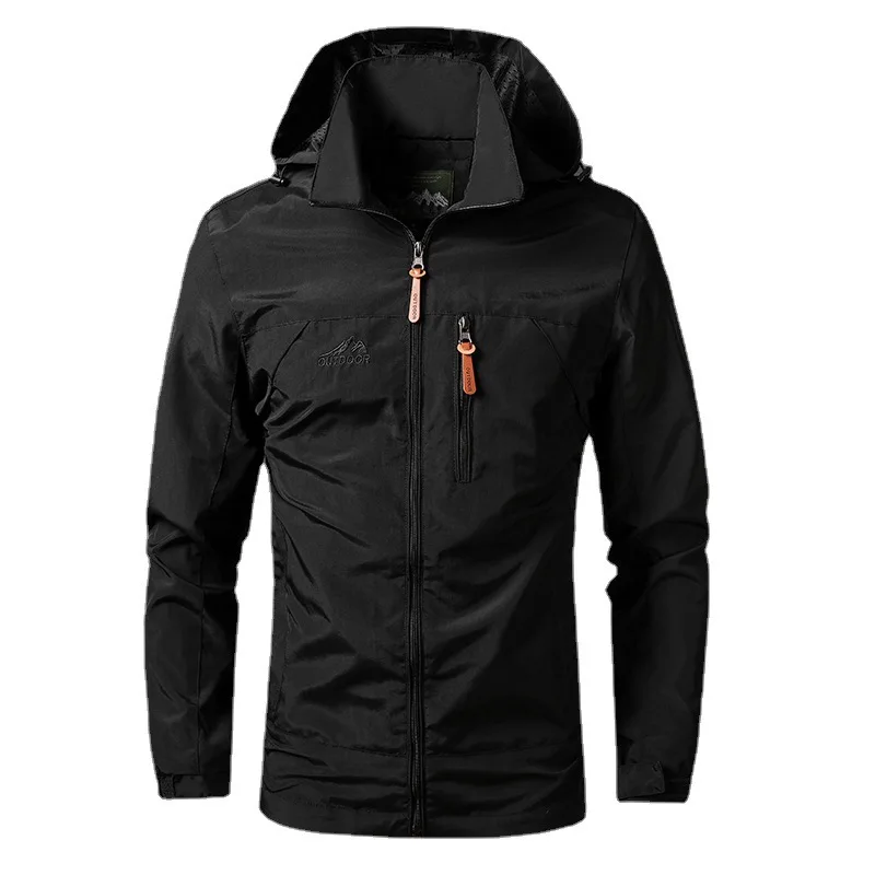 Spring Hooded Windbreaker Jacket Men's Plus Size Outdoor Casual Top