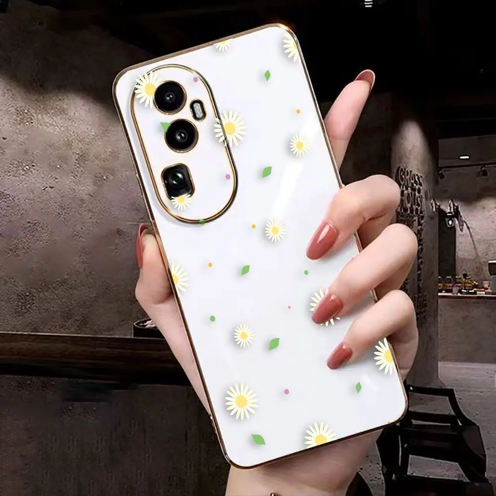 Cover Smooth E-TPU Phone Case OPPO RENO 2F 4 5 6 6Z 7 7Z 8 PRO PLUS 4G 5G FIND X3 LITE Case Beautiful Little Fragmented Flowers