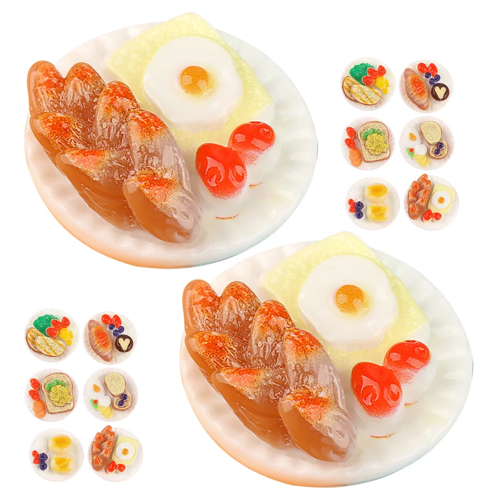 

24 Pcs Simulated Food Toys Mini House Pretend Play Adorn Miniature Snack Decorations Dessert Model Resin Decorative