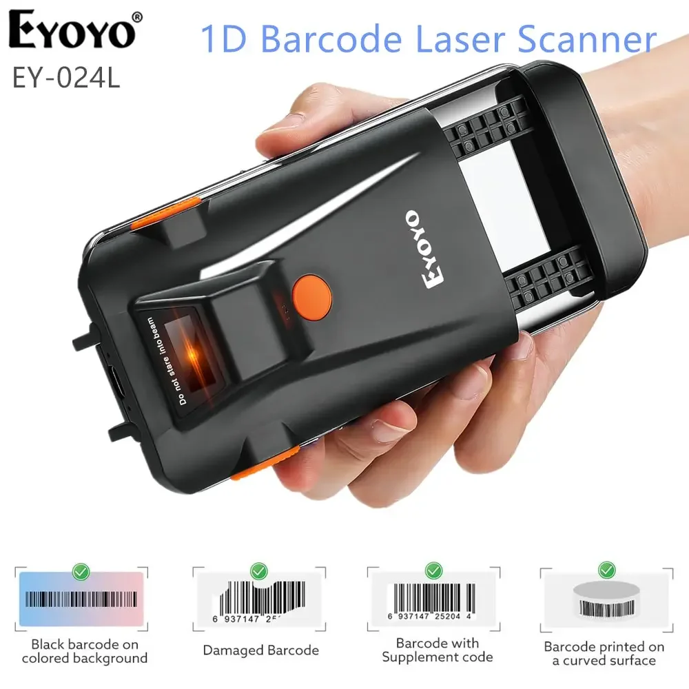 

Eyoyo EY-024L Bluetooth Barcode Scanner 2D Portable Bar Code Reader Data Matrix 1D Scanner Windows/Android/ iOS Readers