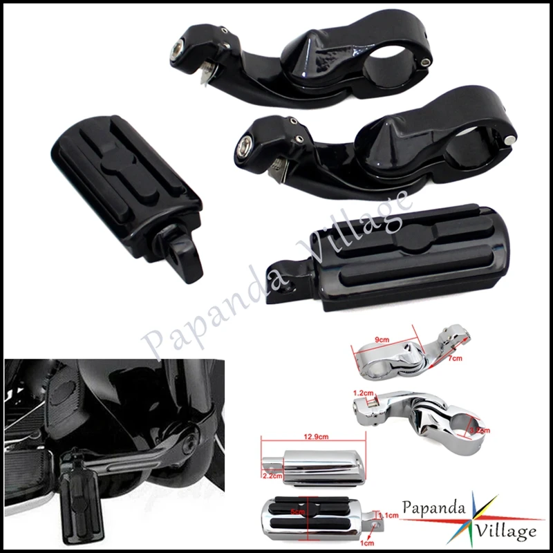 

32mm Black Short Angled Foot Pegs Highway Crash Bar Engine Guard Clamps Foot Rests for Harley Softail Honda Yamaha Suzuki BMW