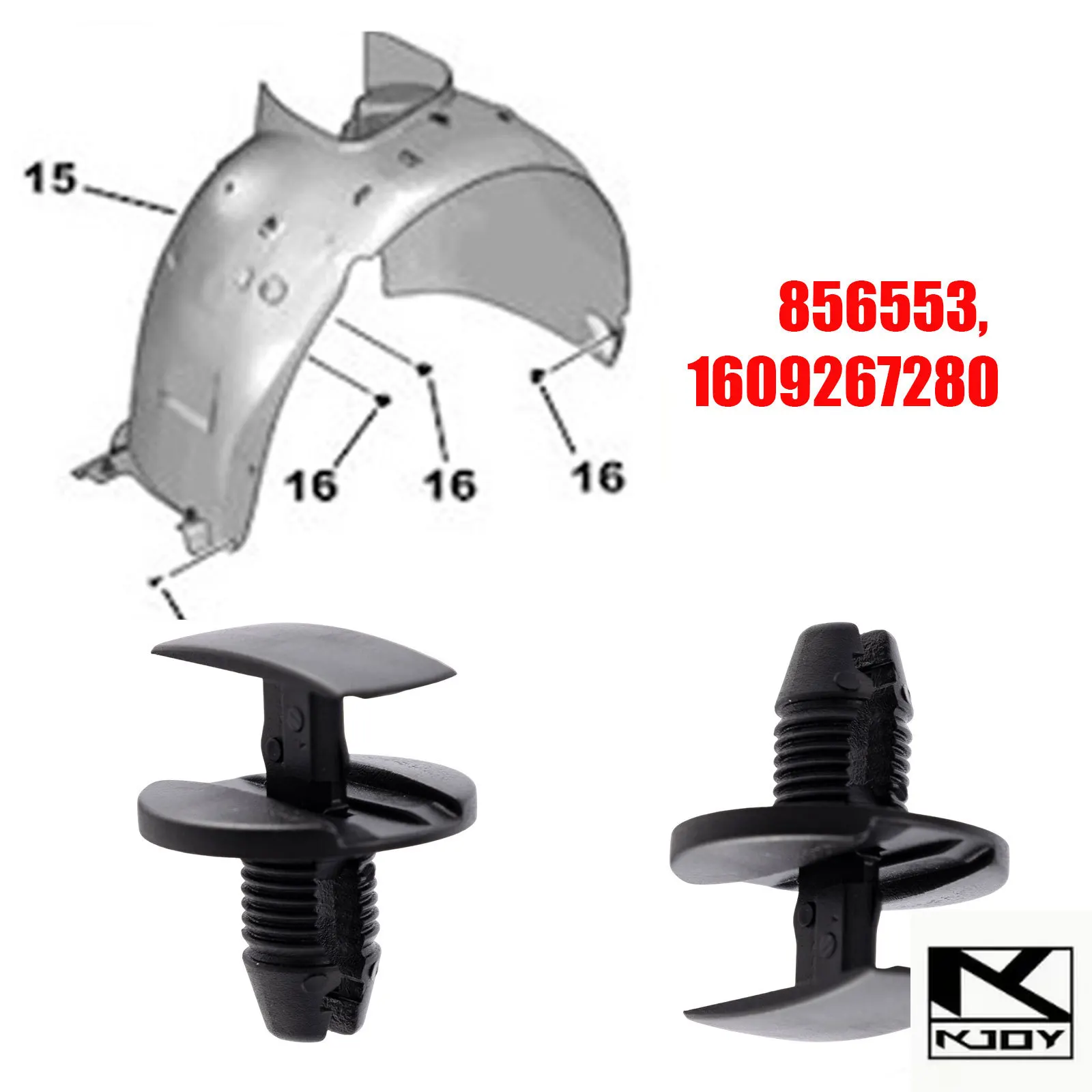 KKJOY Plastic Car Trim Fastener Rivet Clips for Bumper Fender Liner Wheel Arch Suit for Common European Car Models
