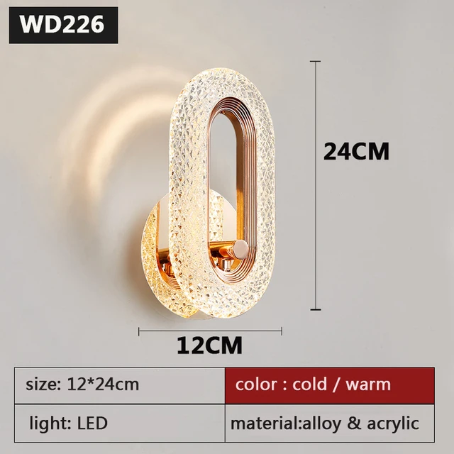 Modern Nordic Luxury Decor Wall Lamp Iron Base Acrylic Lampshade Exquisite Night Sconce Light LED Bedroom Decoration Wall Lustre image 3