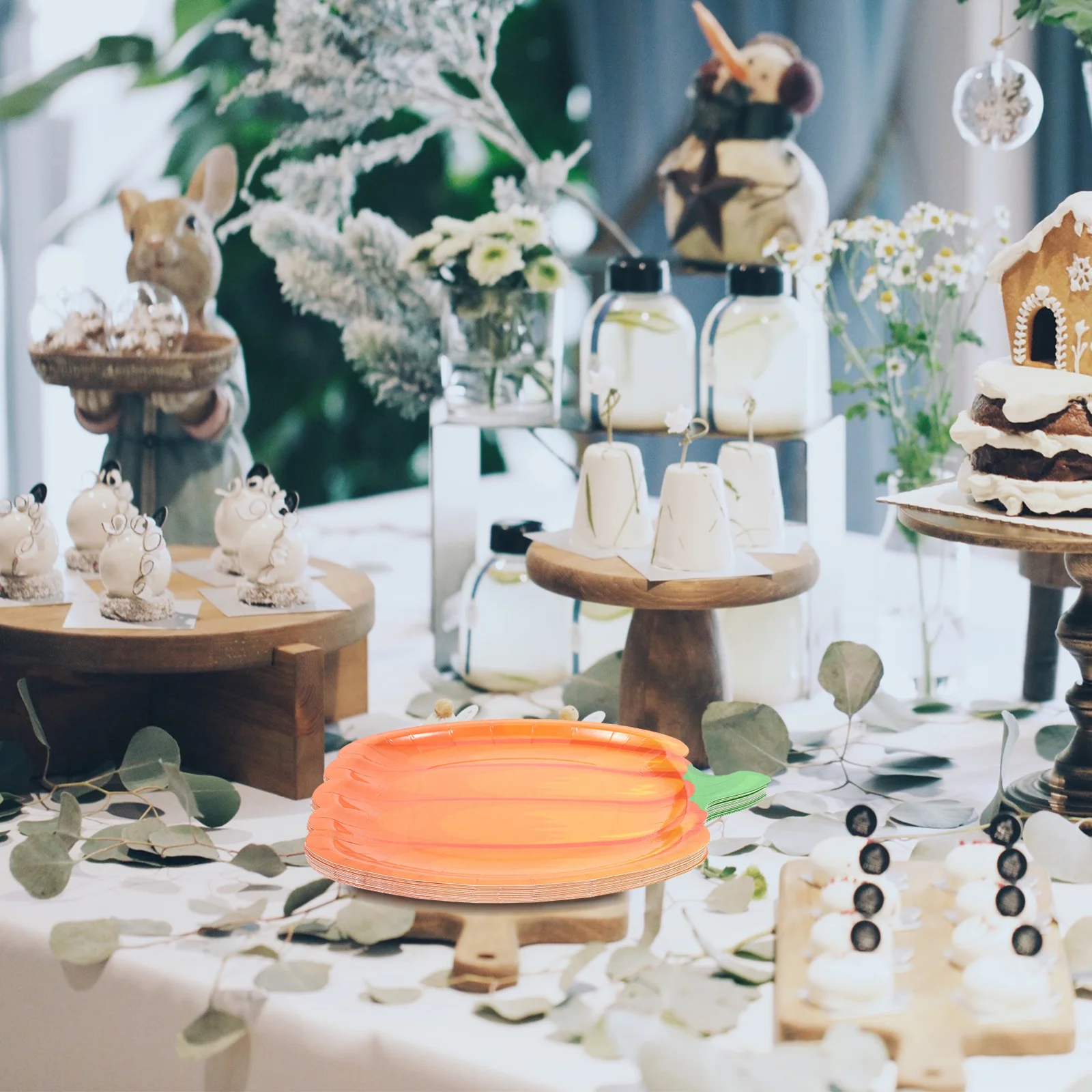 

20Pcs Pumpkin Paper Plates Halloween Disposable Party Dinner Plates Pumpkin Party Supplies Tableware Food Plate