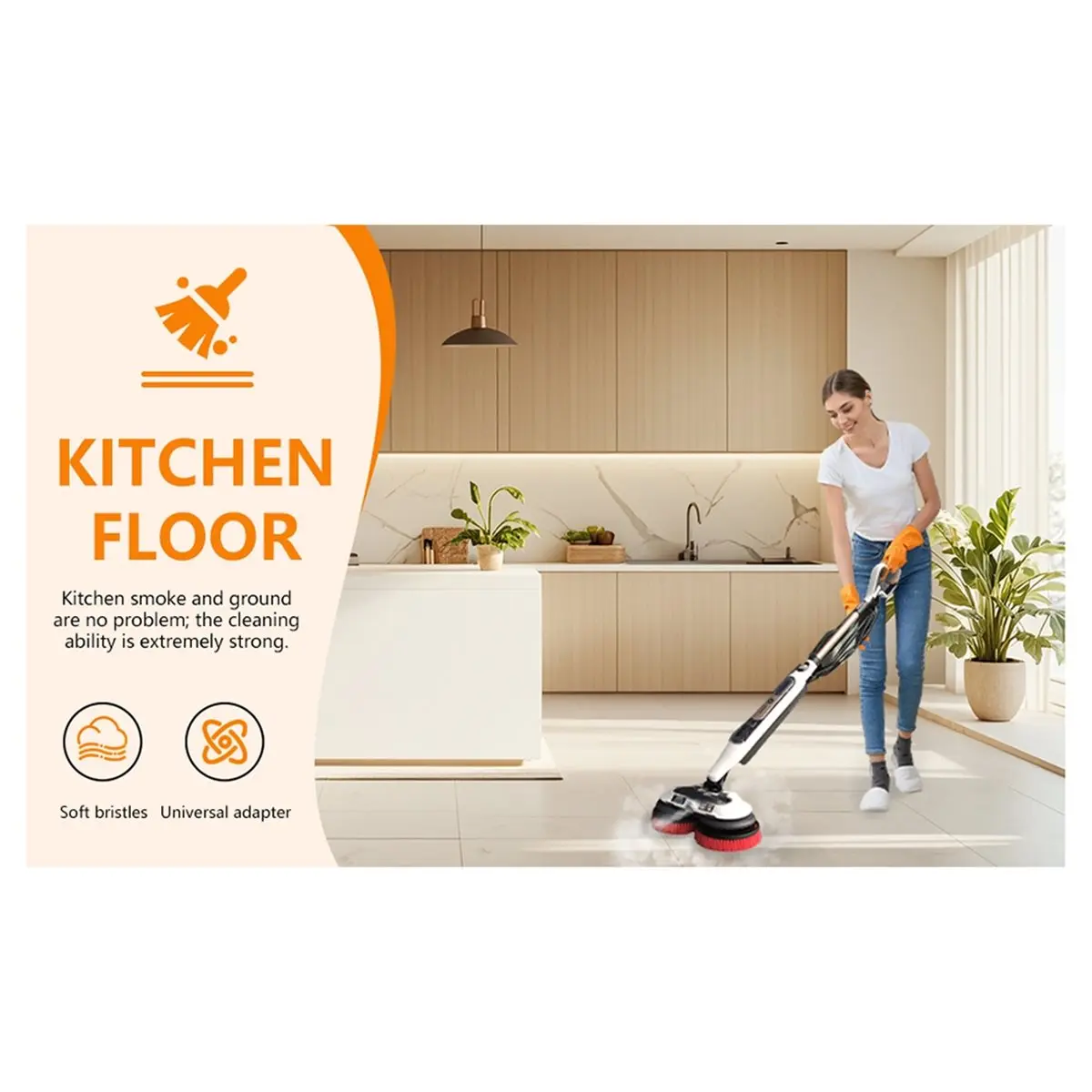 Replacement Brush Head for Steam Mop S7000 Series - Includes Scrub Pads