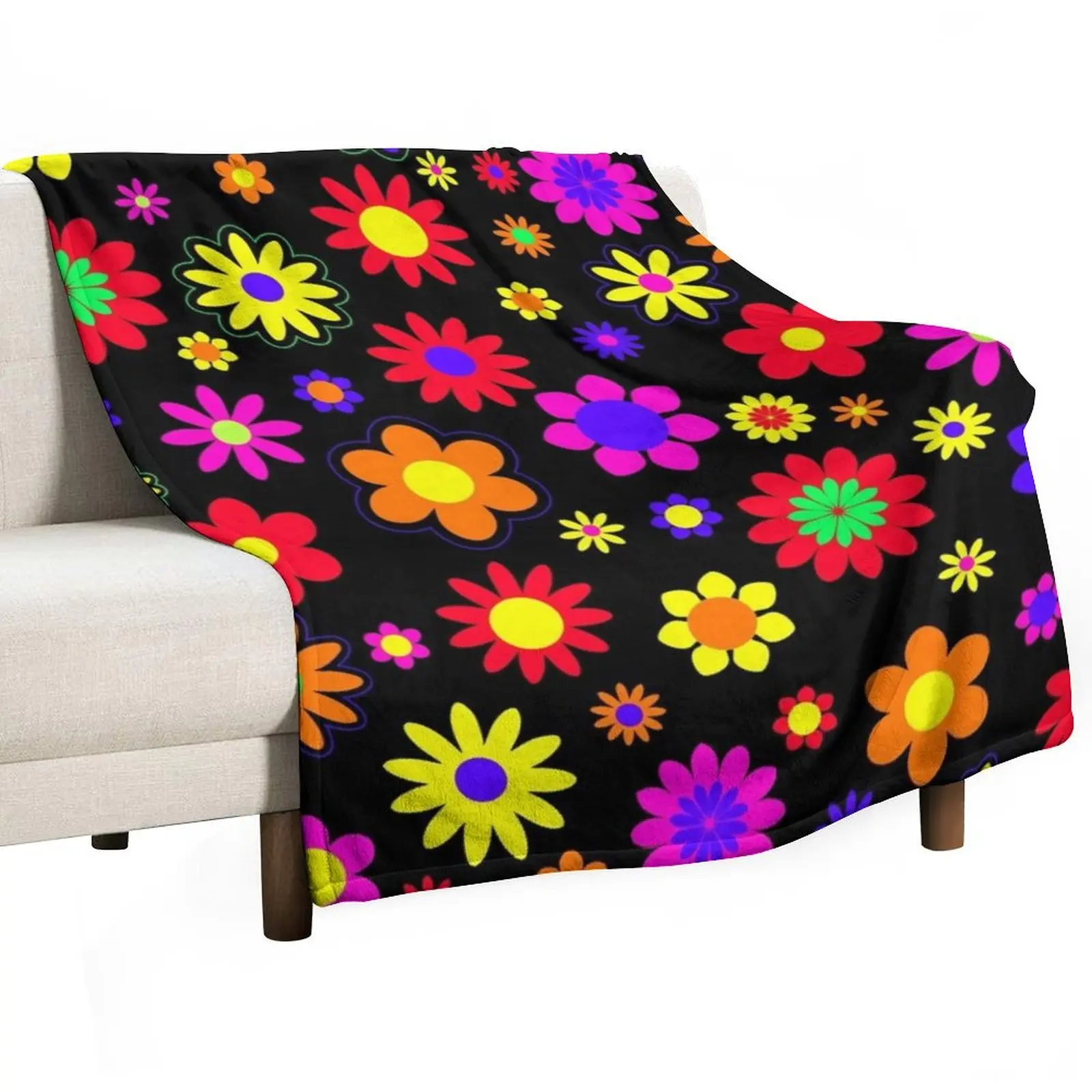 

Retro Hippie Flower Power Pattern Throw Blanket Polar Luxury Blankets