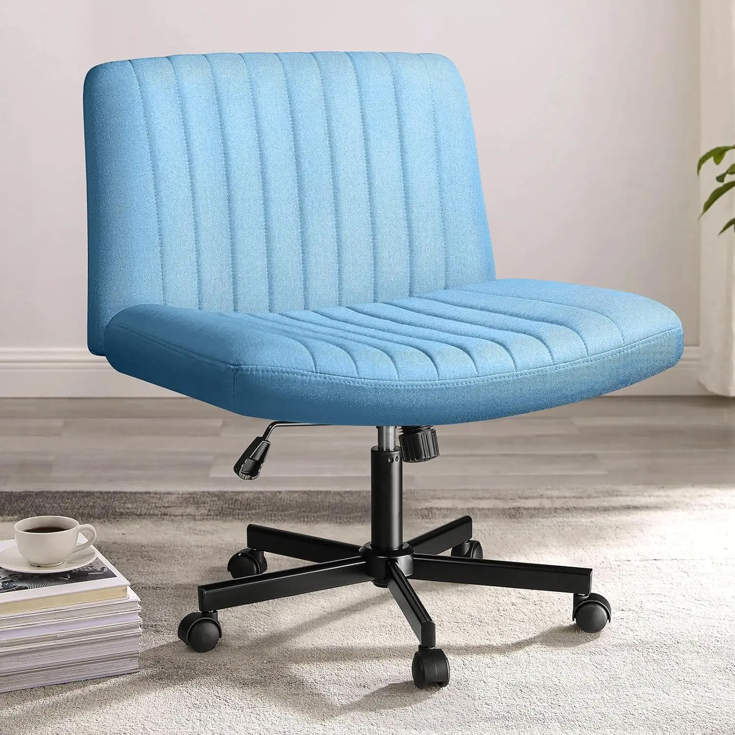 

Criss Cross Chair with Wheels,Fabric Padded Armless Cross Legged Office Desk Chair for Home Office