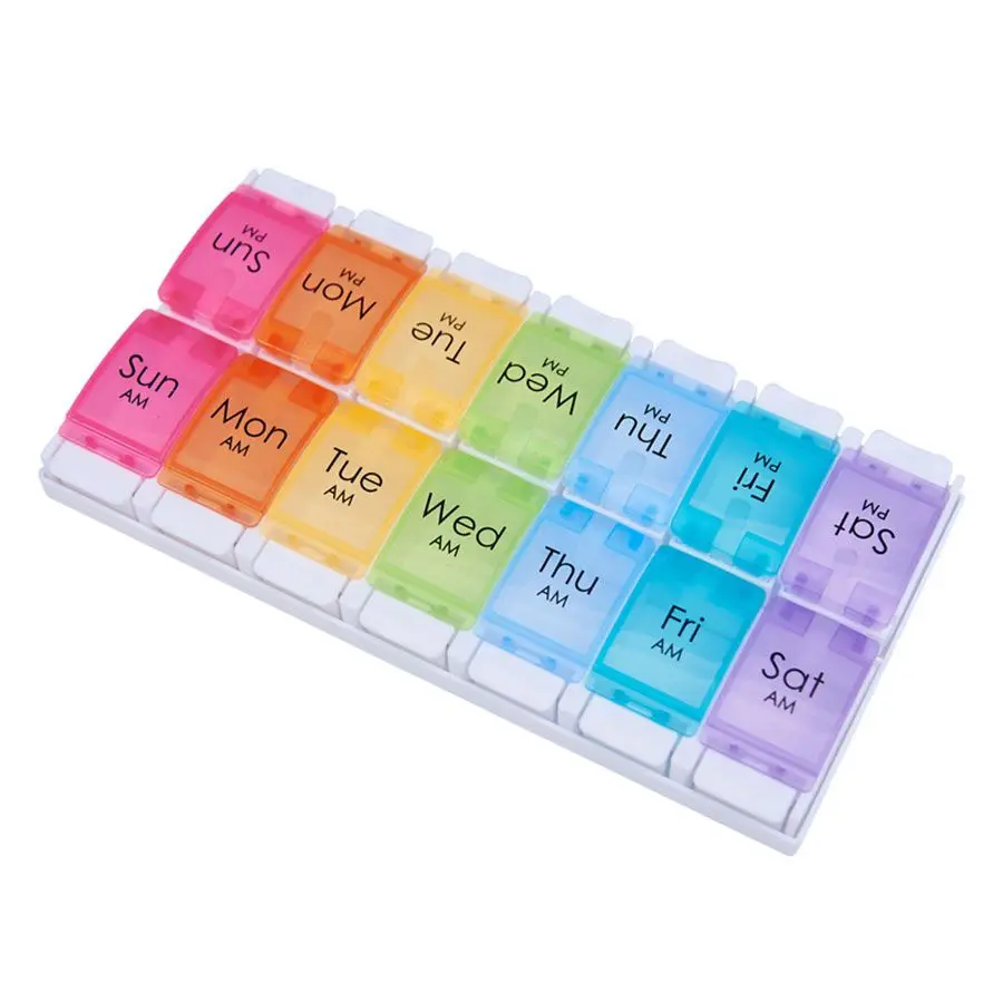 

Weekly Pill Box (2x7 Days), Large Daily Pill Box, Easy to Open, BPA Free, Holds Medication/Vitamins/Fish Oil/Supplements
