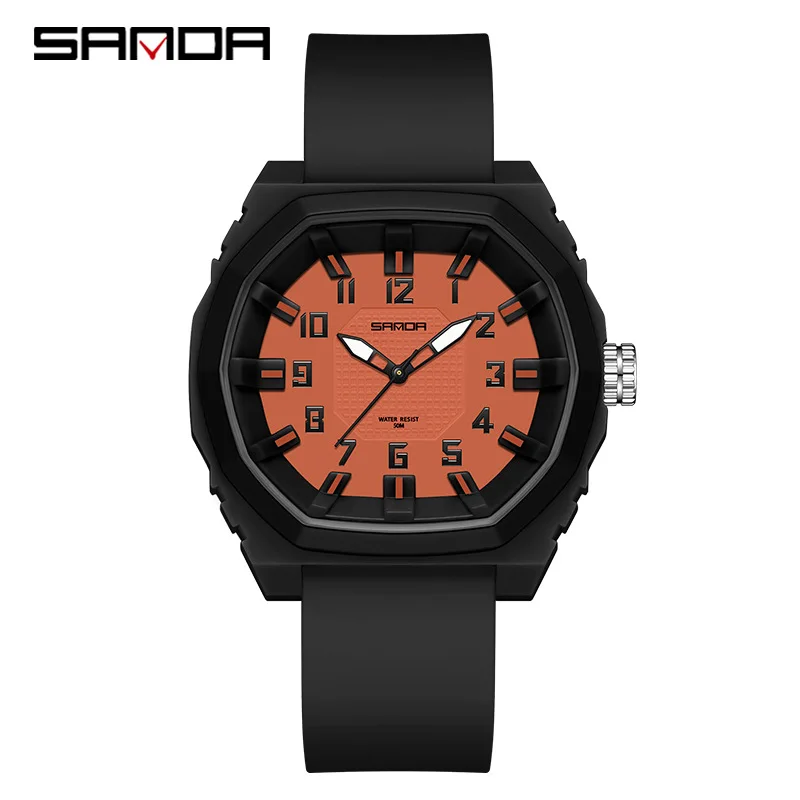 Sanda 3D Grid Reloj de moda 50 m Resistente al agua Multi Color Opcional Estudiantes masculinos y femeninos Reloj de cuarzo personalizado deportivo de moda
