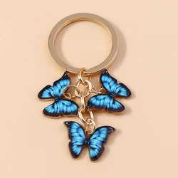 Cute Colorful Butterfly Keychains Enamel Animal Keyrings Souvenir Gift for Women Men Handbag Pendants Key Chains DIY Accessories