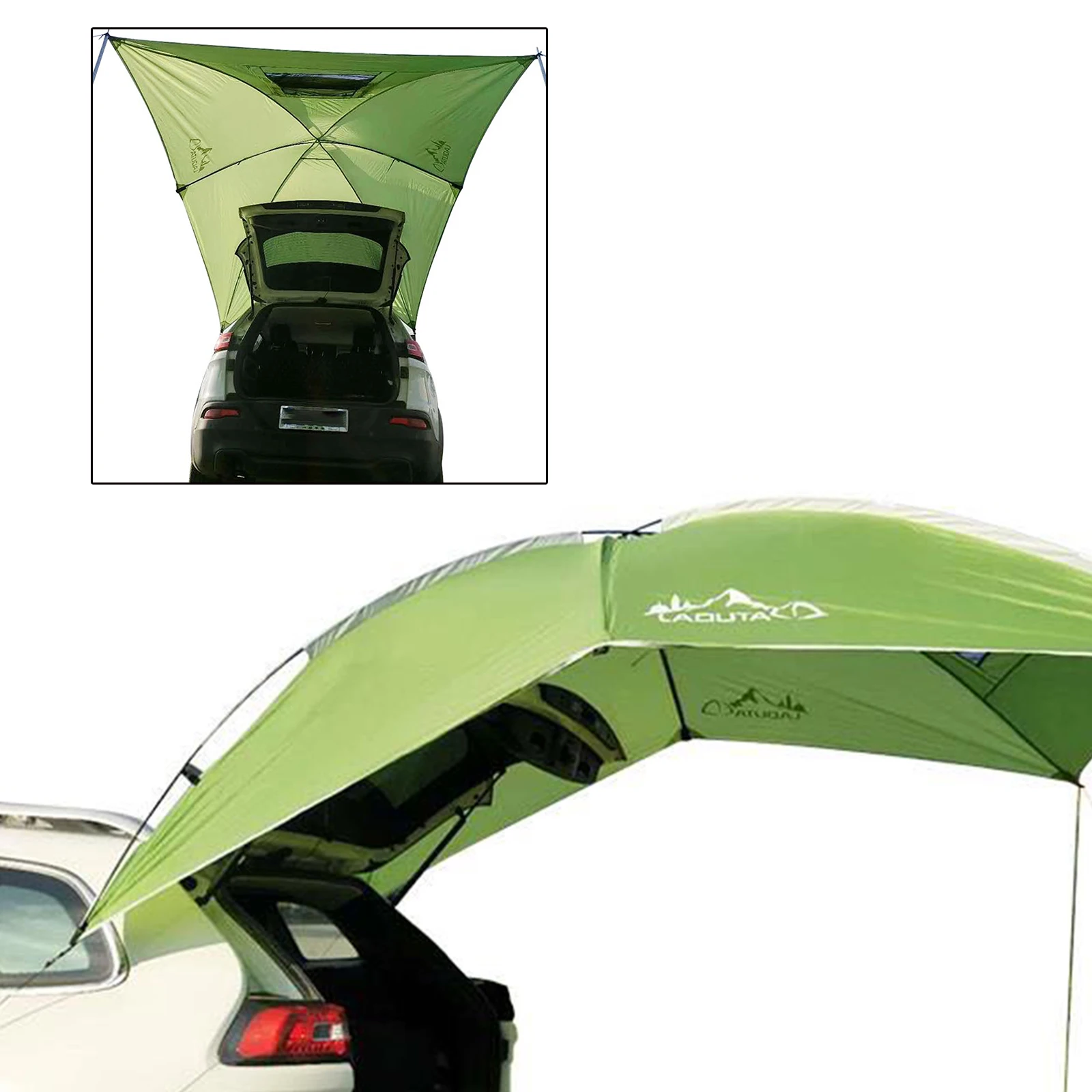 Outdoor Rainproof and Sunshade Car Rear Tent Green, Suitable for Outdoor Activities