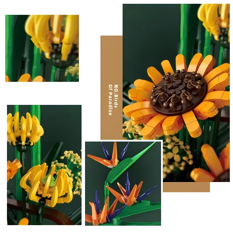 MOULD KING The 10024 Birds Of Paradise Building Blocks Flower Bouquet Rose Bricks Puzzle Assembly Toys Christmas Gift For Kids