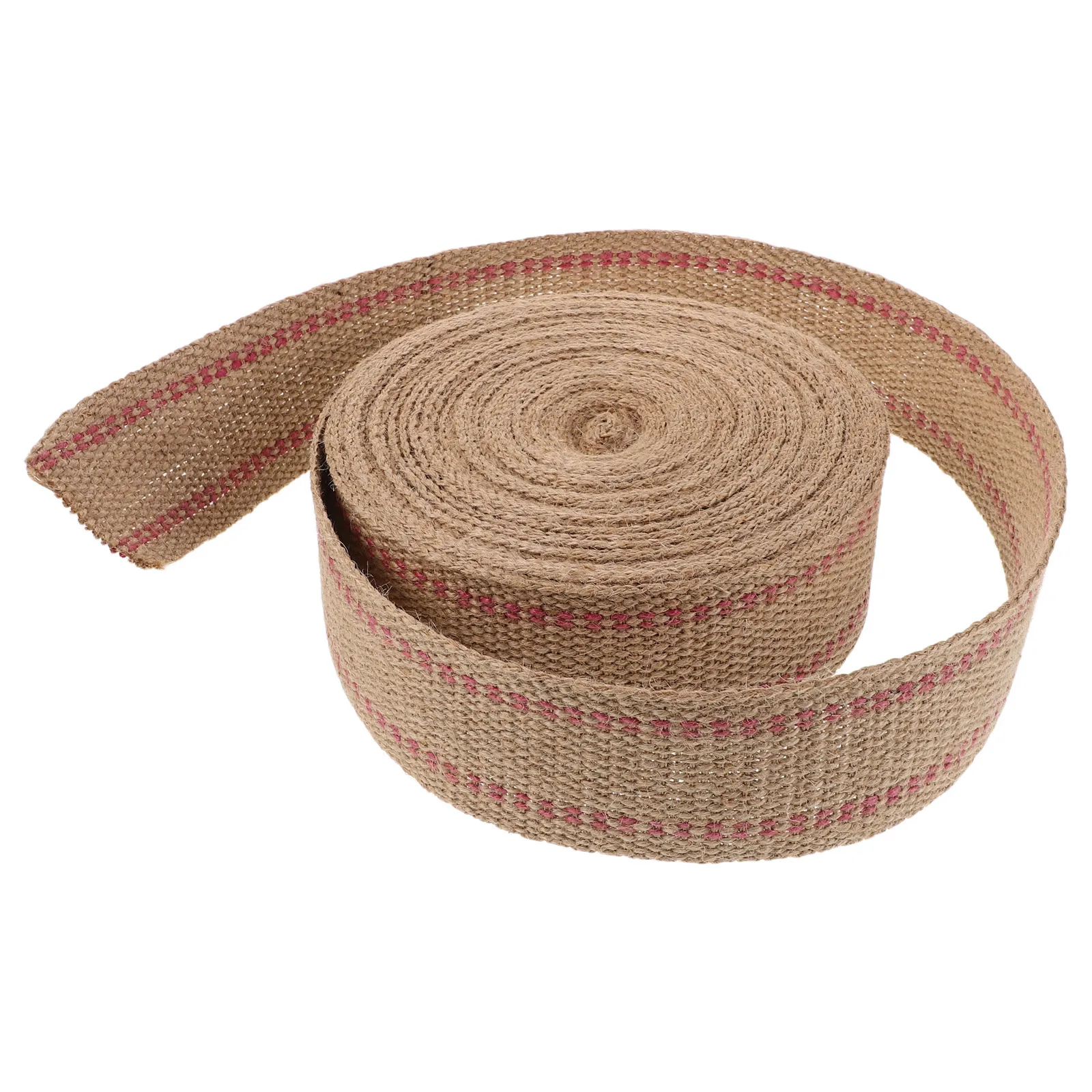 

1 Roll 15M Natural Jute Webbing Burlap Ribbon Red Stripe Chair Repair Sofa Upholstery Craft Diy Projects Furniture Garden Tie