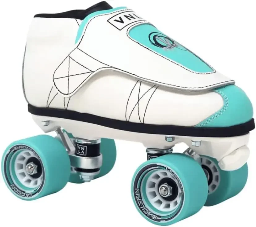 Junior Lagoon Jam Skates for Men and Women - Indoor Unisex Roller Skates for Tricks and Jam Skating- White/Aqua