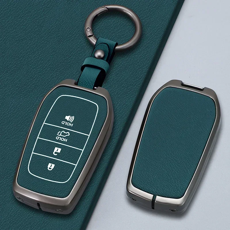 Car Zinc Alloy Leather Key Case Metal Case Chave Toyota GR 86 Supra Yaris RAV4 Prius Corolla C-HR Camry Auris Chaveiro do carro