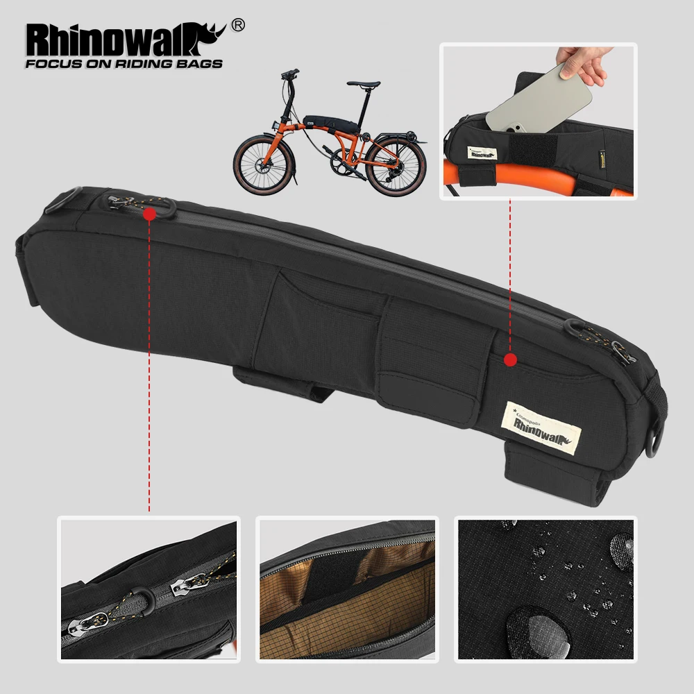

Rhinowalk Bike Top Tube Bag Water-Resistant 2L Riding Front Frame Phone Storage Bickpacking For Brompton Dahon Folding Bike