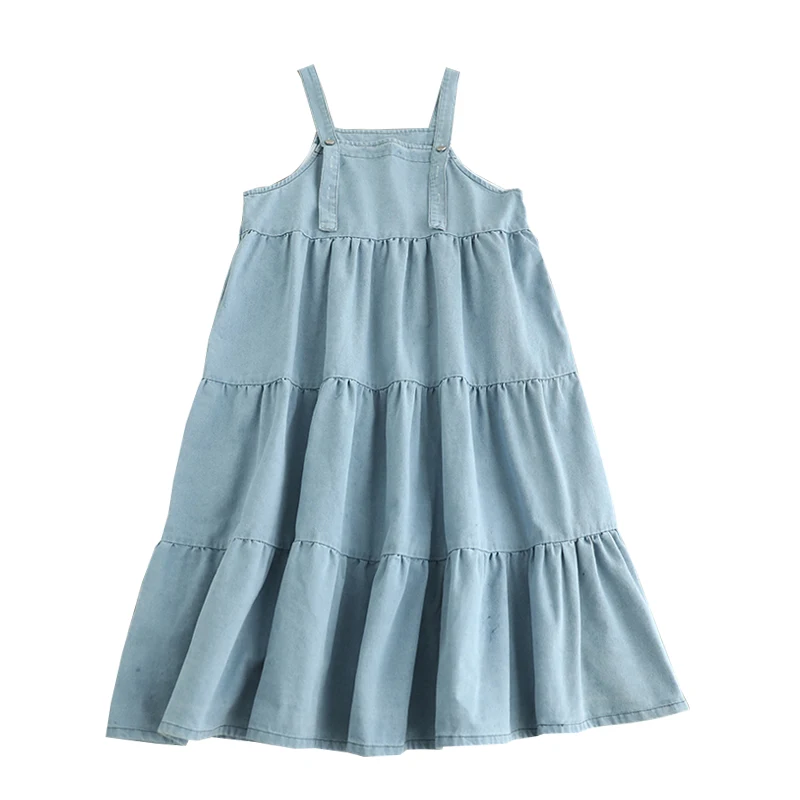 

Japanese Vintage Mori Girl Denim Strap Dress Women Spring Summer New Casual Loose Spaghetti Strap Denim A-Line Dresses