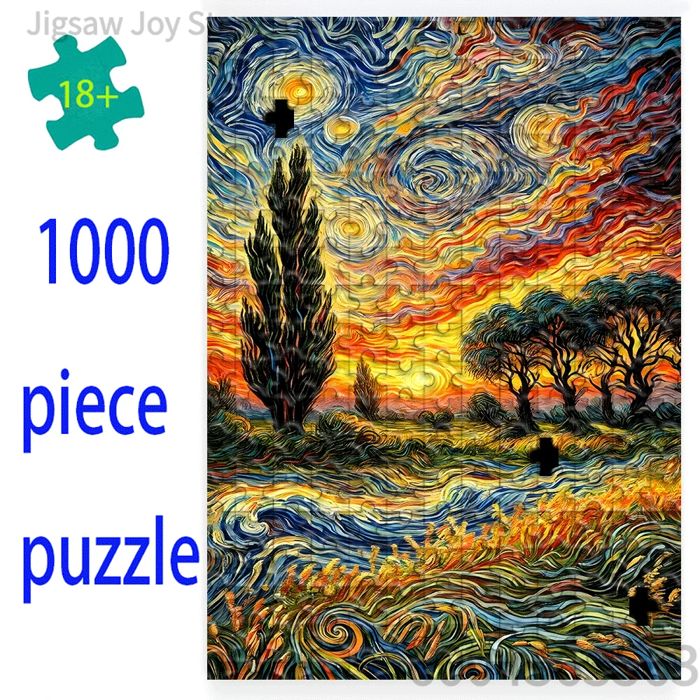Beautiful Fantasy Seascape & Vibrant European Village Mosaic Puzzle Stress Relief Desktop Ornament Hobby Collection For Adults