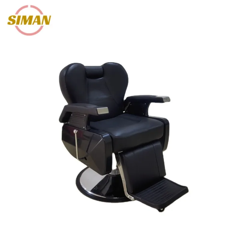 Salon Furniture Synthetic Leather Contemporary Reclining Barber Chair Heavy-Duty Hydraulic Pump Adjustable Workshop